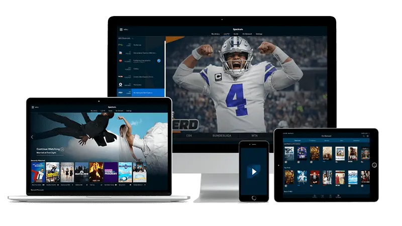 IPTV Balkans playing on a monitor, laptop, phone and tablet at once
